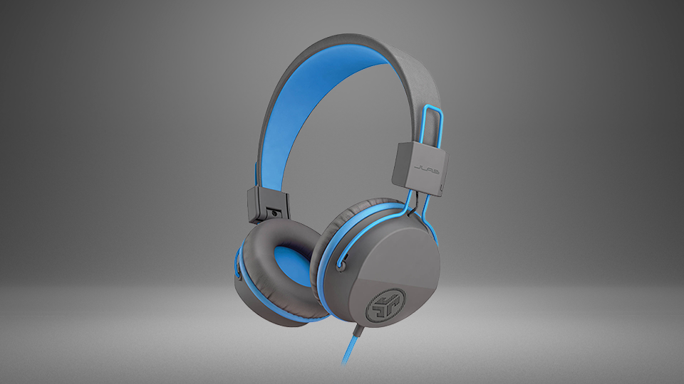JLab JBuddies Studio On-Ear Kids Headphones (Gray and Blue) JLab JBuddies Studio On-Ear Kids Headphones (Gray and Blue)