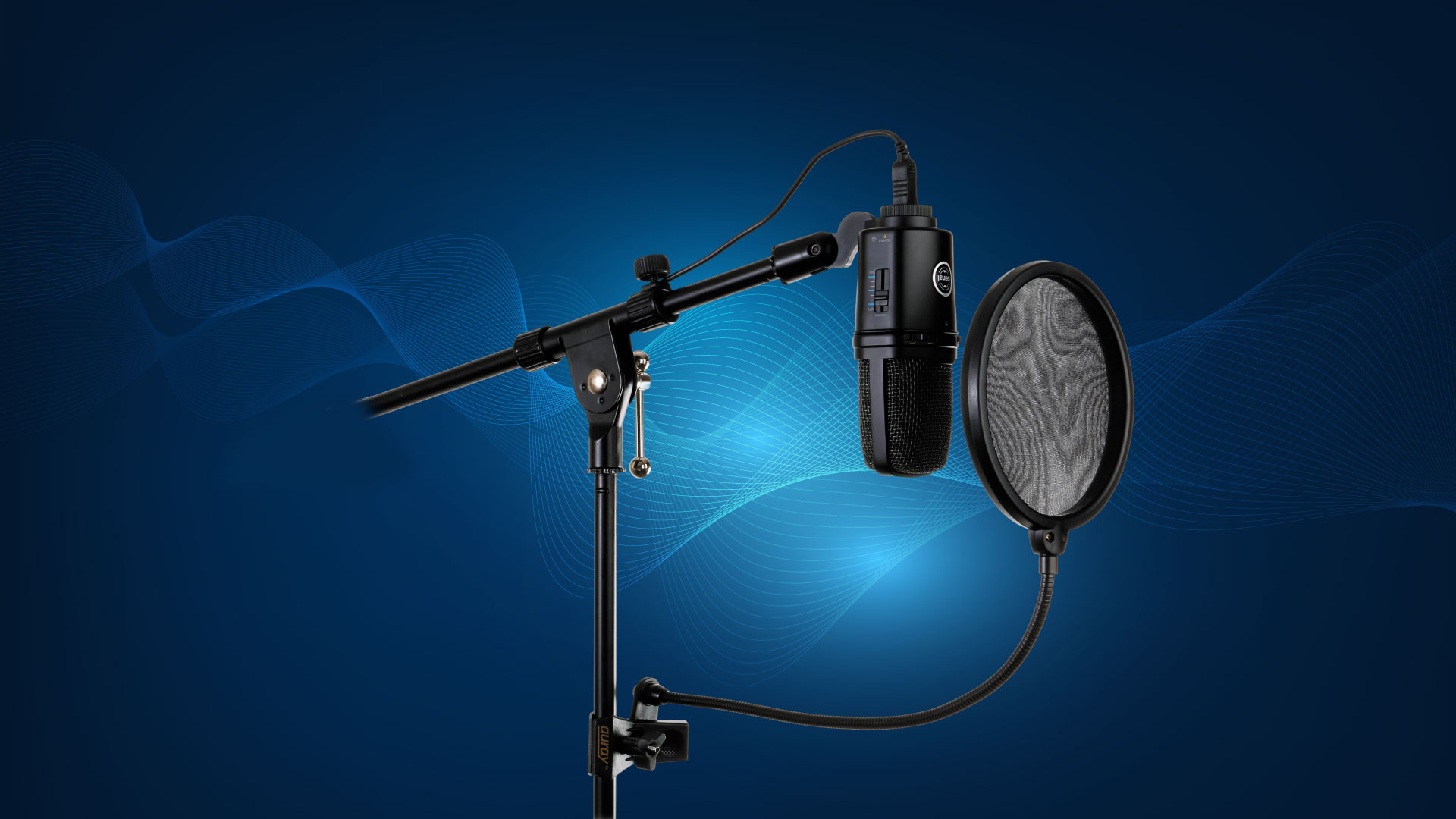 Auray PFSS-55 Pop Filter with Gooseneck with Spring-Loaded Desktop Clamp