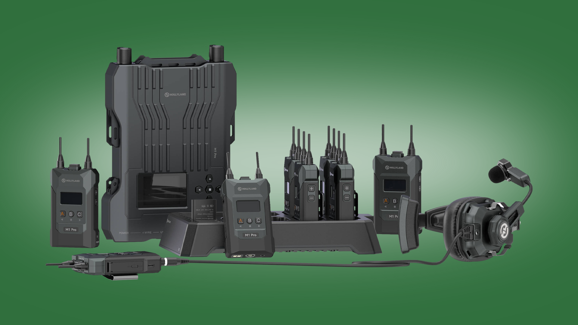 Hollyland Solidcom M1 Pro Full-Duplex Wireless Intercom System with 8 Beltpacks & Single-Ear Headsets Hollyland Solidcom M1 Pro Full-Duplex Wireless Intercom System with 8 Beltpacks & Single-Ear Headsets