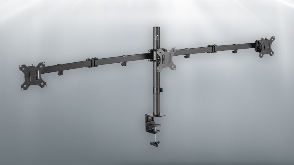 Helder Triple Monitor Tabletop Clamp Mount for 13 to 27" Monitors Helder Triple Monitor Tabletop Clamp Mount for 13 to 27" Monitors