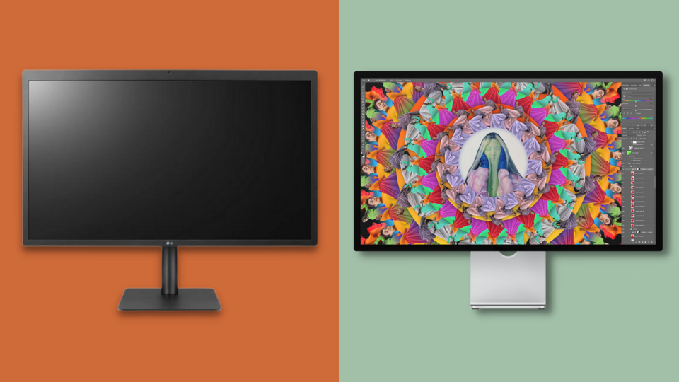 LG UltraFine 5K display (Left) side by side with Apple Studio Display (Right)