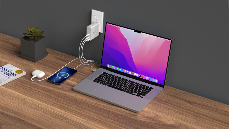140W 3-Port USB Type-C/USB Type-A GaN Charger with Cable