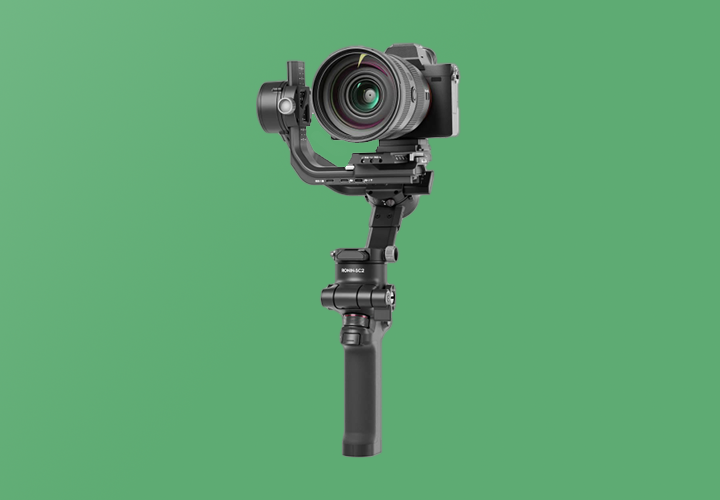 DJI RSC 2 camera stabilizer on green background